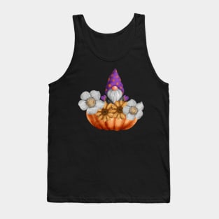 Gnome in a Pumpkin with Flowers Tank Top